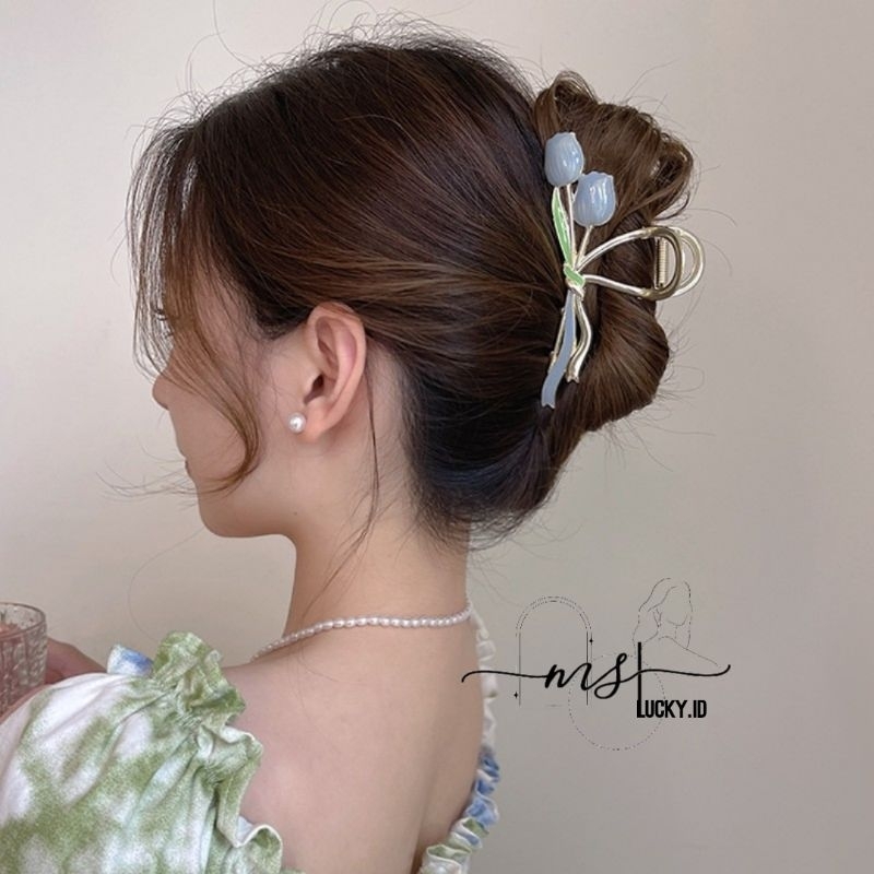 MS83  JEDAI BENTUK BUNGA METAL KOREA MOTIF MATAHARI, MAWAR, DAN TULIP