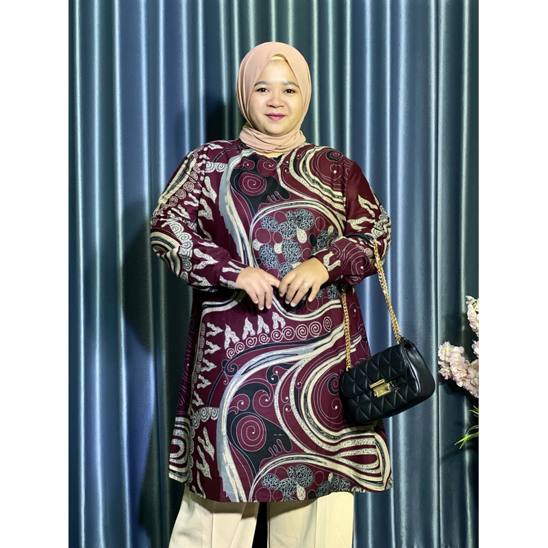 TUNIK BATIK JUMBO LD 120 130 140 CM TANGAN MANSET