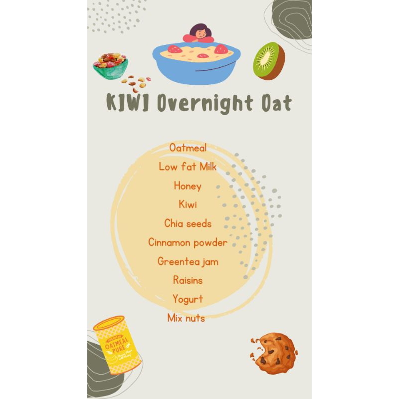 KIWI GREENTEA OVERNIGHT OAT (400ML) PORSI BESAR PASTI KENYANG