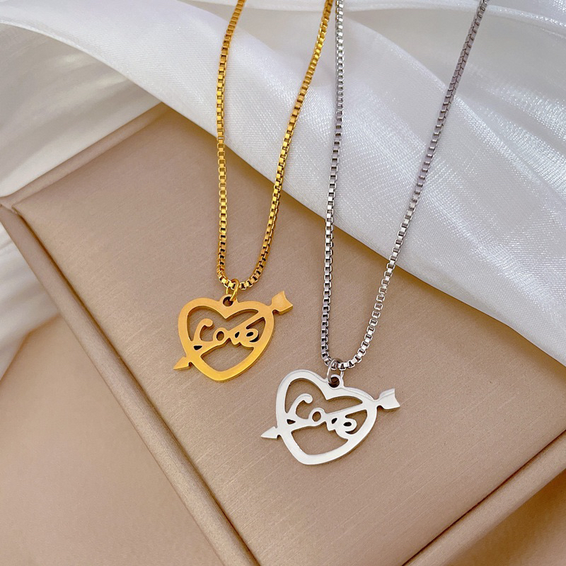 kalung cupid heart panah titanium cantik korea