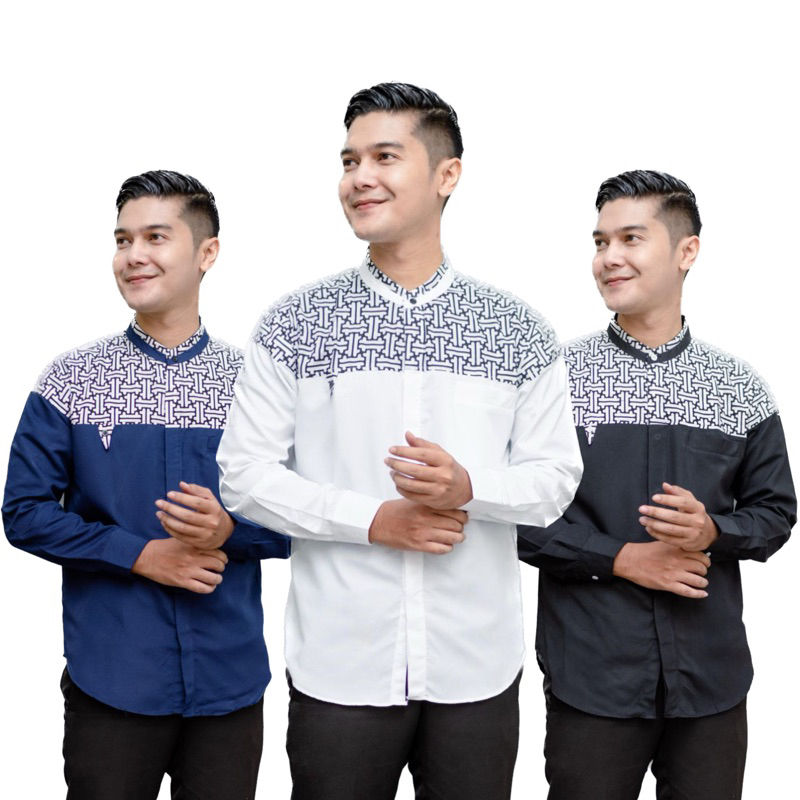 Baju Muslim Pria Dewasa Lengan Panjang Baju Koko Motif Bata Terbaru Size M L XL XXL