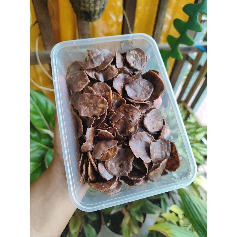 

Keripik pisang lumer rasa coklat