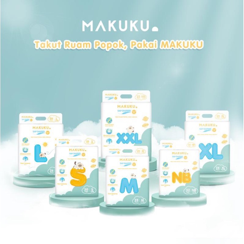 Makuku Comfort Fit SAP Diapers NB32 S30 M28 L26 XL24 XXL22 Popok Makuku Comfort Fit