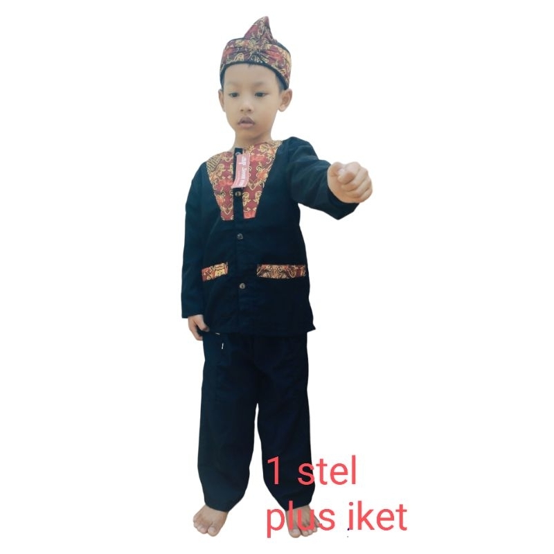 Murah_Baju pangsi anak plus iket/baju pangsi anak lengkap udeng/baju pangsi seragam anak TK/SD