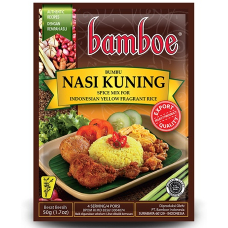 

Bamboe Nasi Kuning 50gr Bumbu Indonesian Yellow Fragrant Rice