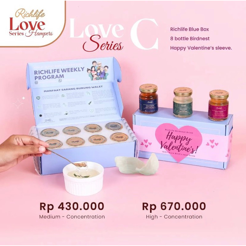 

HAMPERS VALENTINE BIRDNEST-SARANG BURUNG WALET (LOVE C-8BOTOL)