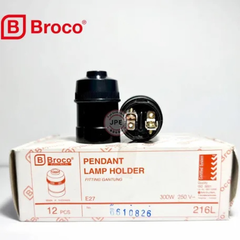 Fitting Gantung Hitam Broco 216L Rumah Lampu Gantung E27 Broco