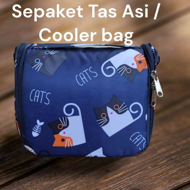 Coller bag asi Set Tas asi tahan air Free 4 pcs botol asi dan free ice gel pack 15 × 15 cm besar dingin tahan lama