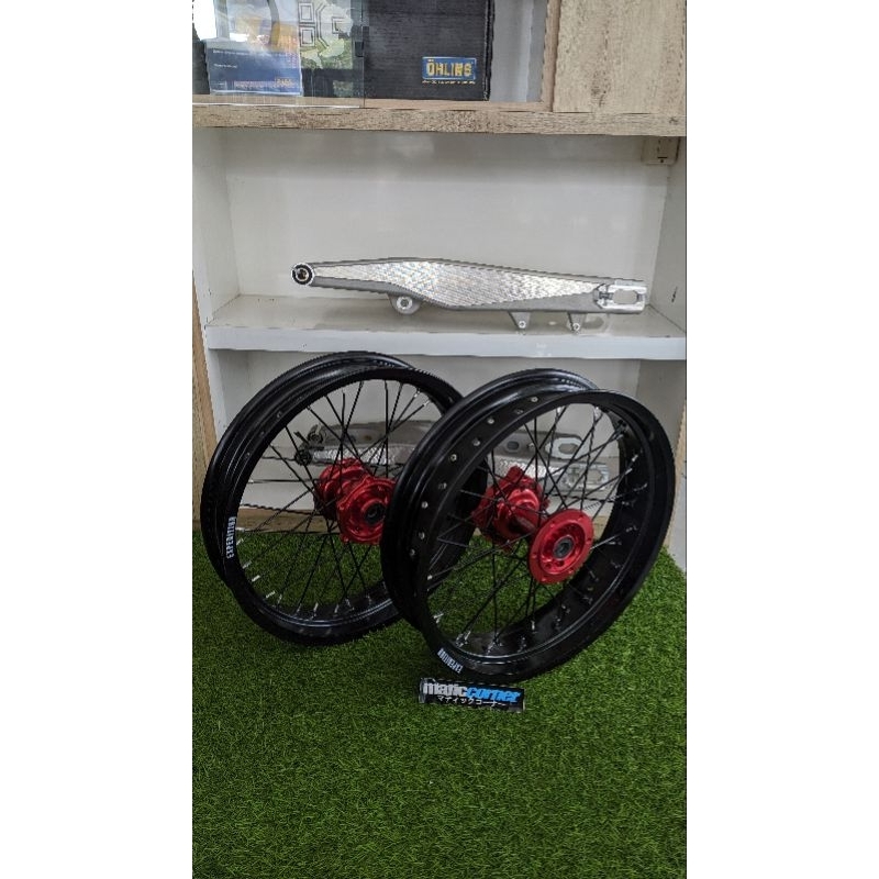 WHEELSET PELEK SET SUPERMOTO KLX DTRACKER WR 17 300 350 EXPEDITION ROSSI Wheelset Ban Velg Set Super