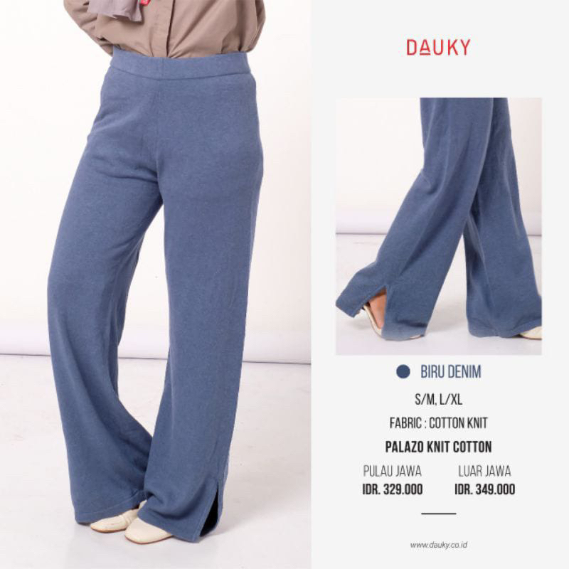 Palazo Knit Cotton Dauky Celana Kulot