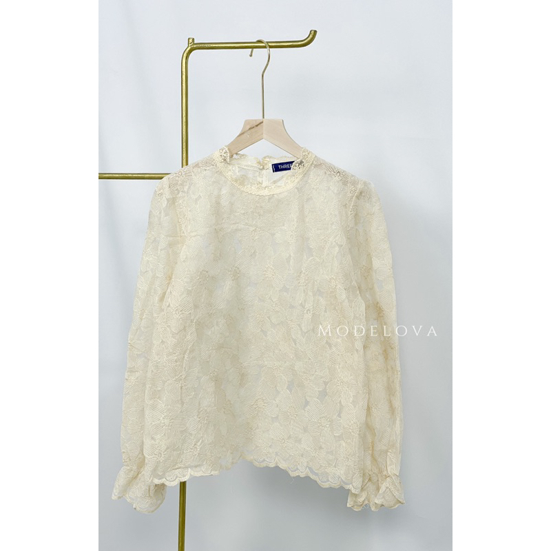 MDLV ~ 9682# Jermaine Lace Top Atasan Flower korea