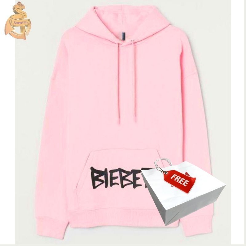 Hoodie HM Justin Bieber Changes Pink Hnm Wanita Cewek Full Tag Free Paper Bag