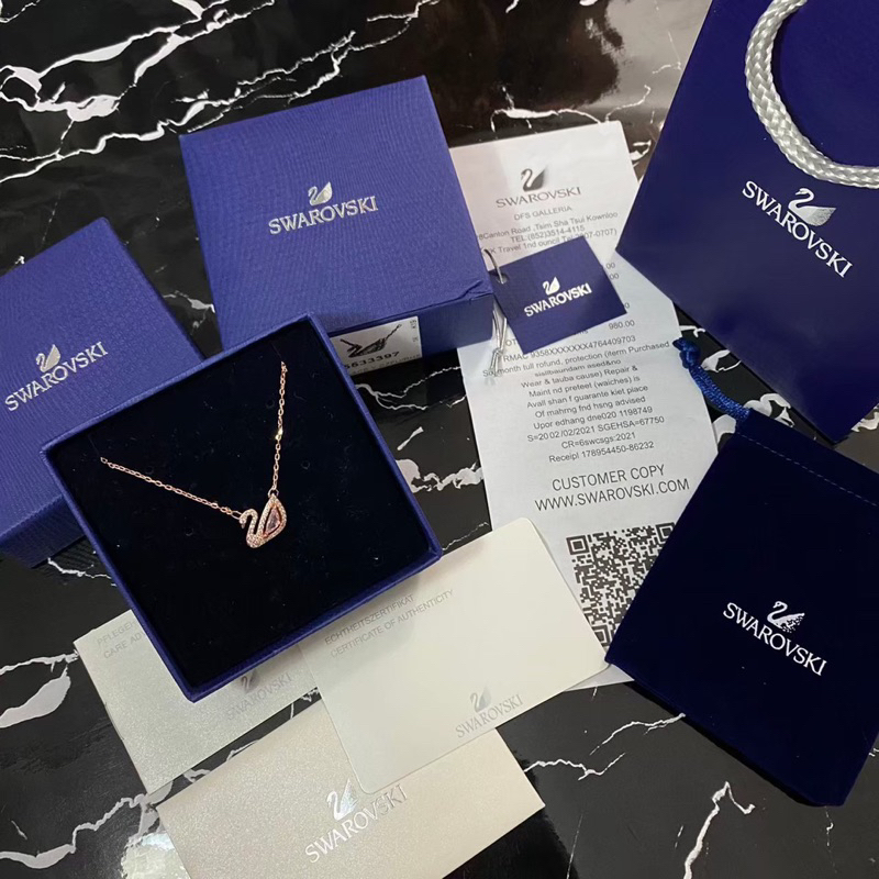 SWAROVSKI NECKLACE SWAN PINK BRAND NEW FULLSET