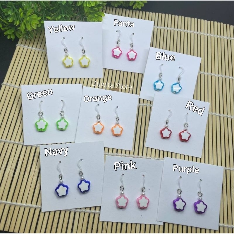 HANDMADE ANTING ANAK/DEWASA KAITAN PLASTIK MOTIF BUNGA(2D)