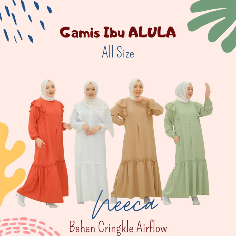 Gamis Alula Gamis Crinkle Airflow Dewasa Neeca All Size Dewasa