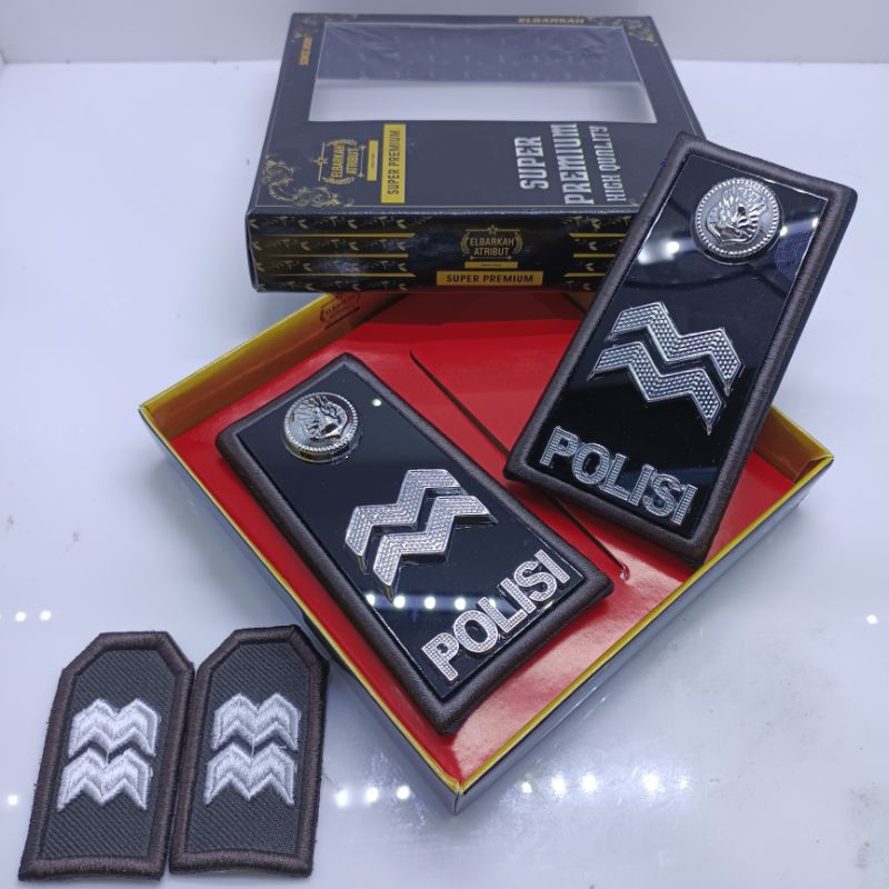 Paket hemat pangkat pdh Polri aiptu lis bordir coklat+pangkat pdl polri aiptu