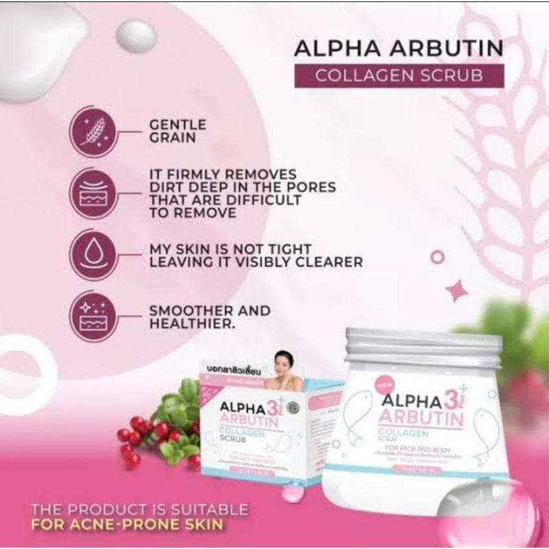 Precious Skin Alpha Arbutin 3+ Collagen Body &amp; Face Scrub Lulur Wajah