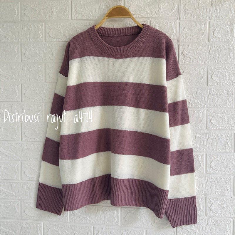 POLO SWEATER STARLA BLASTER BLOUSE STRIPPE LENGAN PANJANG-Mayubi Parple