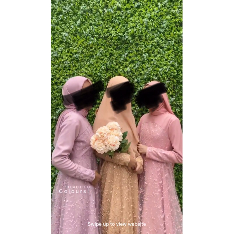 LYF Dress Marwah Caramel (Motif Akasia) - Dress Nikahan/Wisuda/Brides Maid/Lamaran - Preloved