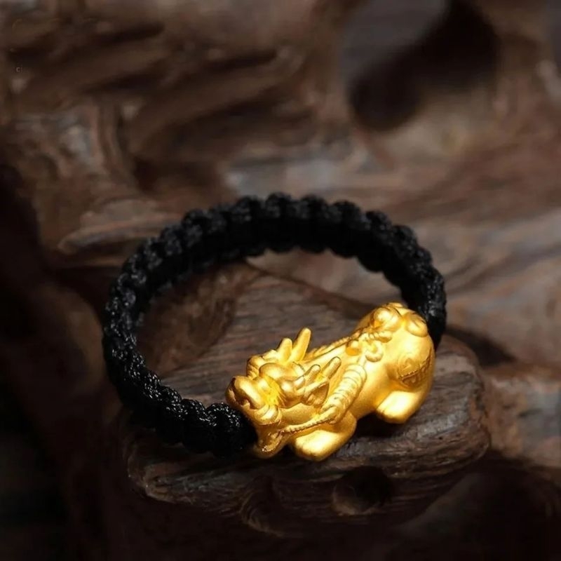 Cincin tali cina baby mini pixiu naga jilin 3D charm hongkong HK 24K ASLI ORIGINAL