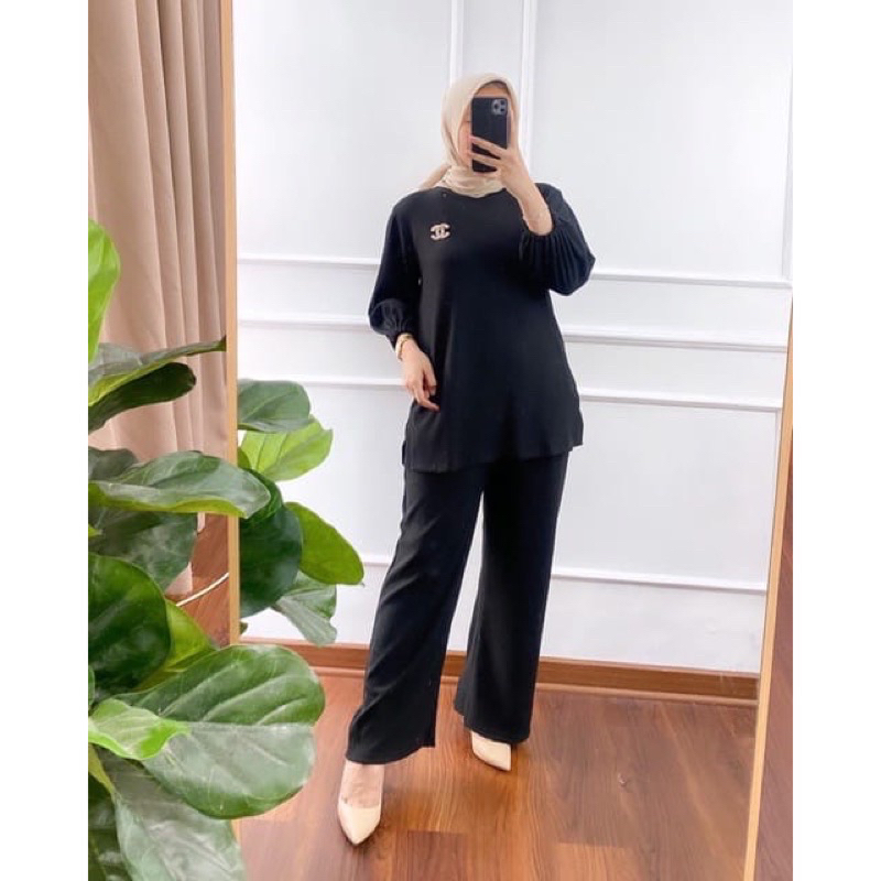 SET KARET STELAN RAJUT RIB KNIT POLOS CANTIK GROSIR MURAH VIRAL SETCEL KNIT TERBARU