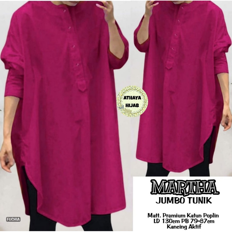 Tunik jumbo Martha long tunik premium katun poplin terlaris ori athaya