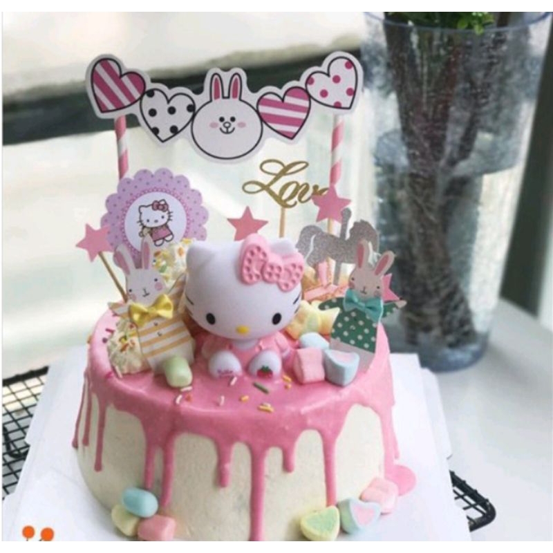 topper ulang tahun atau hiasan dekorasi kue ulang tahun hello kitty