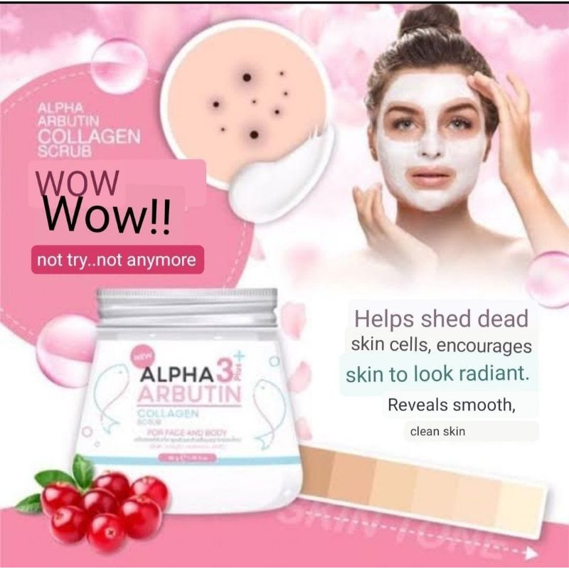 Precious Skin Alpha Arbutin 3+ Collagen Body &amp; Face Scrub Lulur Wajah