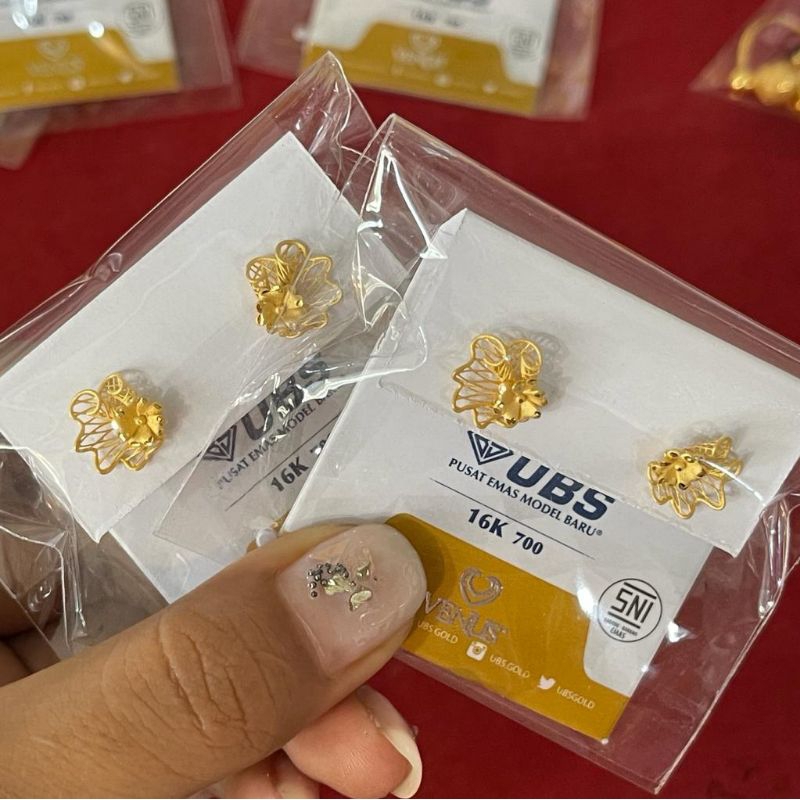 Anting UBS Emas 16K/700 Model Bunga Jaring