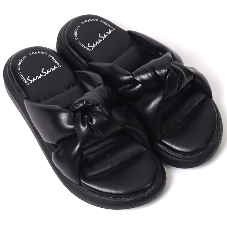 SARASARA YUK - DIVA Sandal Wanita Wedges Sendal Cewek Platform Hak Tinggi  3 cm Model Silang Unik Lucu Size 36 37 38 39 40 Pergi Jalan Casual Santai Rumah Slop Warna Hitam Black Selop Premium Original Kekinian Terbaru Shoes ORI Mall Official Store