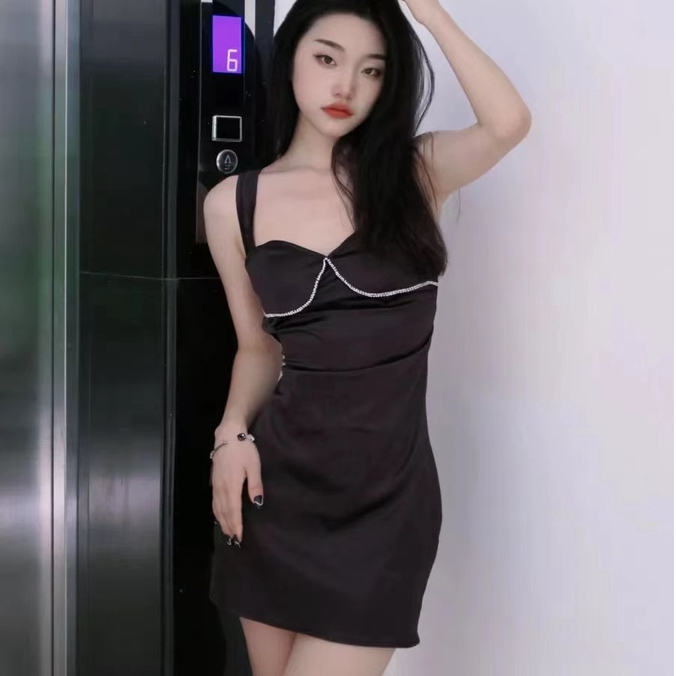 【AMY J】Solid Color Bodycon Mini  Dress  7533