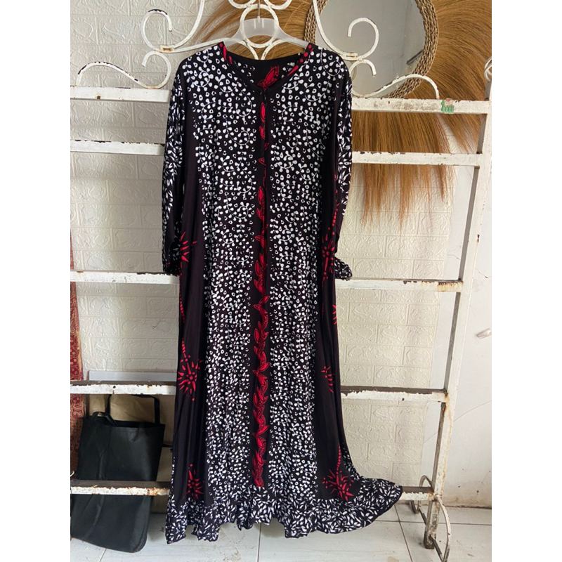 GAMIS JUMBO BATIK CAP TULIS PREMIUM RAYON BUSUI LONGDRESS KEKINIAN