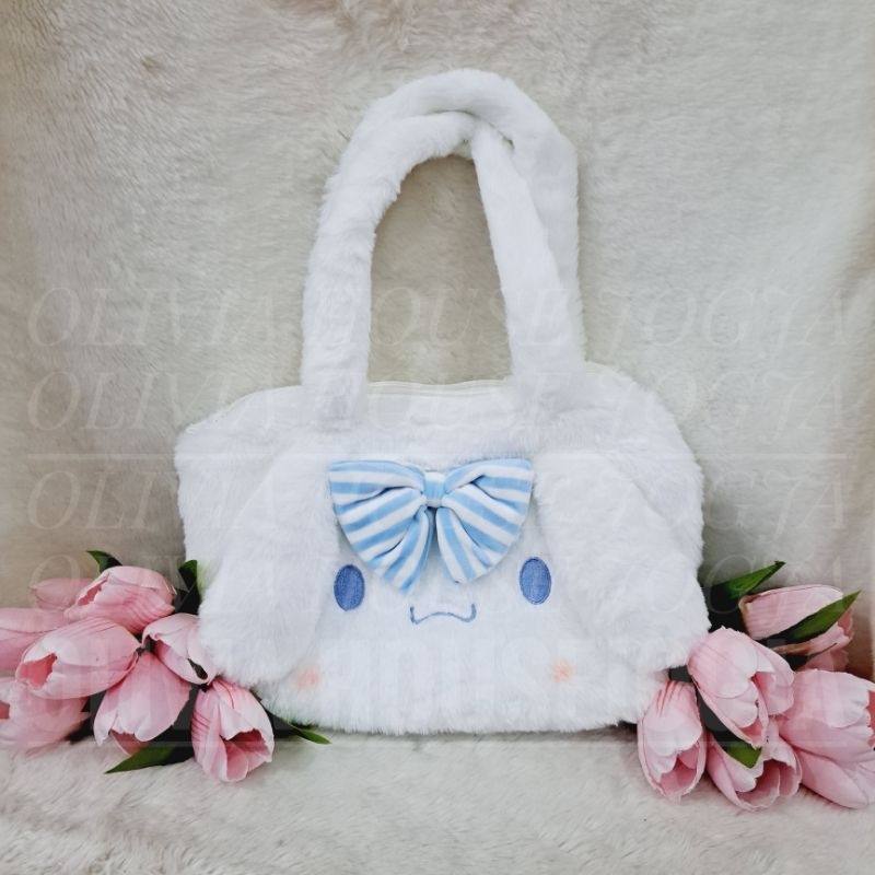 Tas Tenteng Cinnamoroll Pita Garis Biru Tas Kotak Bulu Cinnamoroll Tas Cinnamoroll