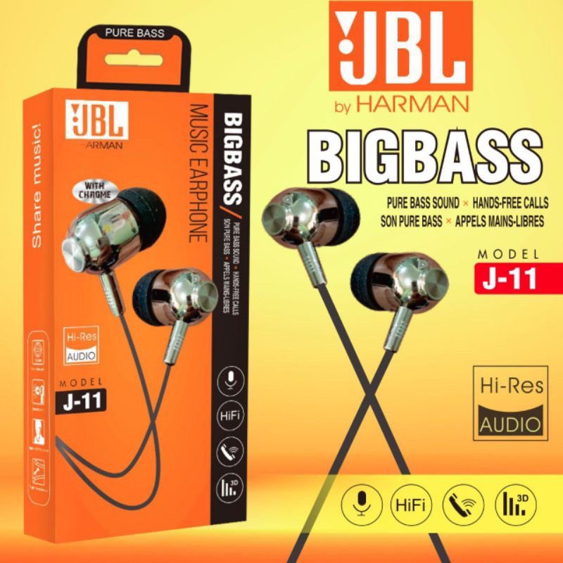 HEADSET JBL J11 BIG BASS PREMIUM IMPORT HF / EARPHONE JBL J-11 XTRA BASS