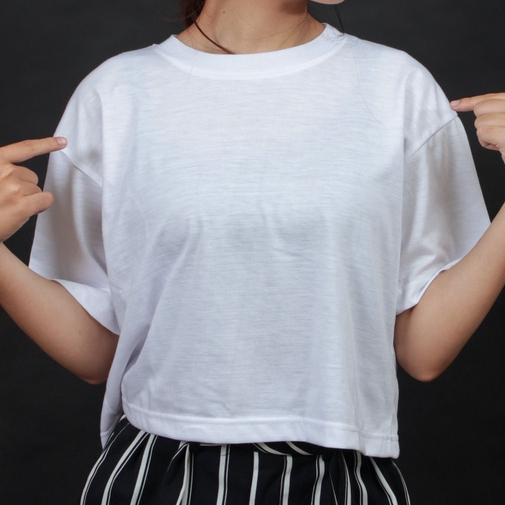 Atasan Kaos Crop Polos Bahan Katun