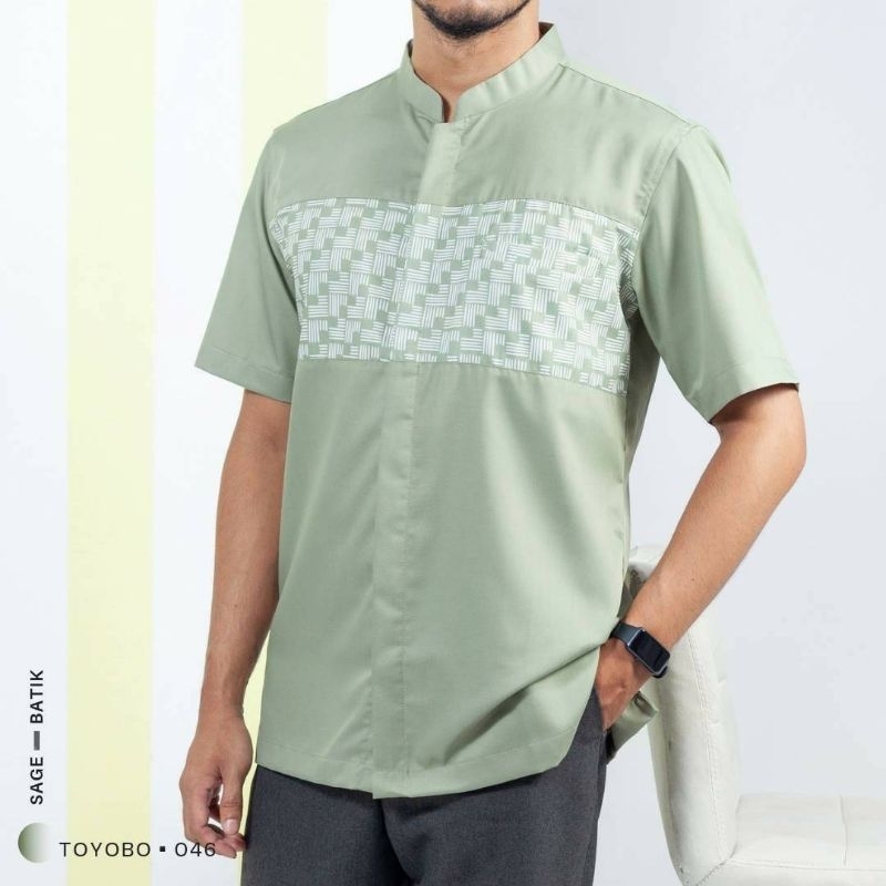 Kemeja Koko Sage Green Pria Dewasa Batik