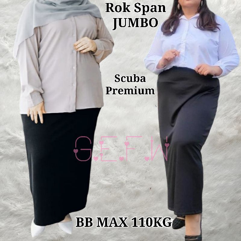 Rok Span Panjang Bahan Scuba Premium Tebal Ukuran Jumbo Sampai bb 110kg Bahan Tebal Melar Ada Belahan Dan Tanpa Belahan Atau Polos Tidak Ada Belahan / Rok Scuba Pensil Big Size Pinggang Karet High Waist HW / Maxi Skirt Super Jumbo Big Size Tidak Nerawang