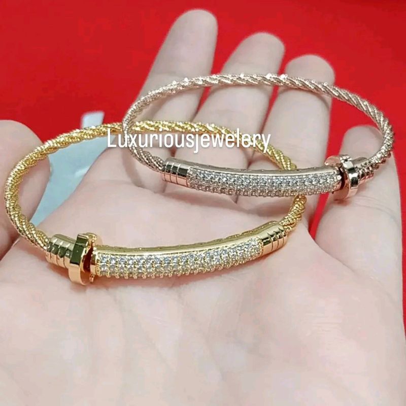 Gelang bangle Rhodium mewah dan elegant