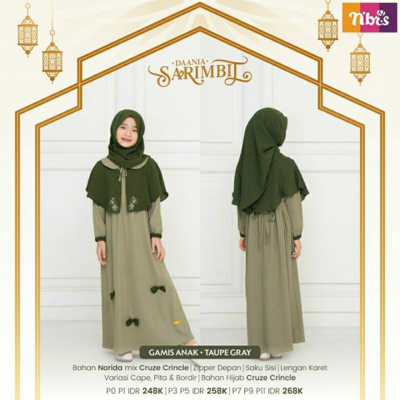 Promo Gamis anak set hijab Sarimbit Nibras DAANIA Burgundy dan Taupe