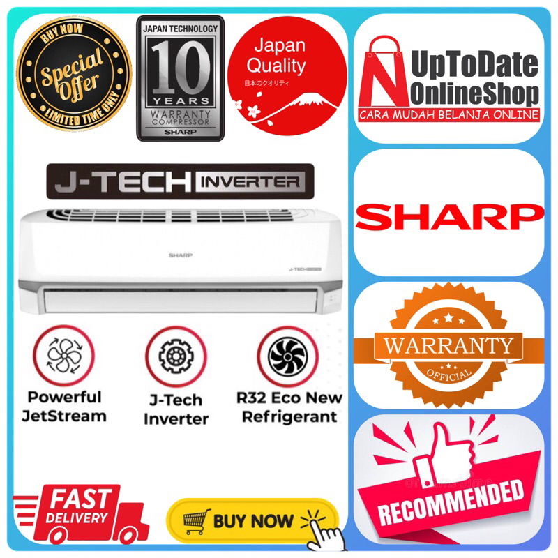 AC SHARP 1/2PK INVERTER AH-X6ZY X6BEY POWERFUL JETSTREAM COOLING AC 0.5PK LOW WATT INVERTER SHARP