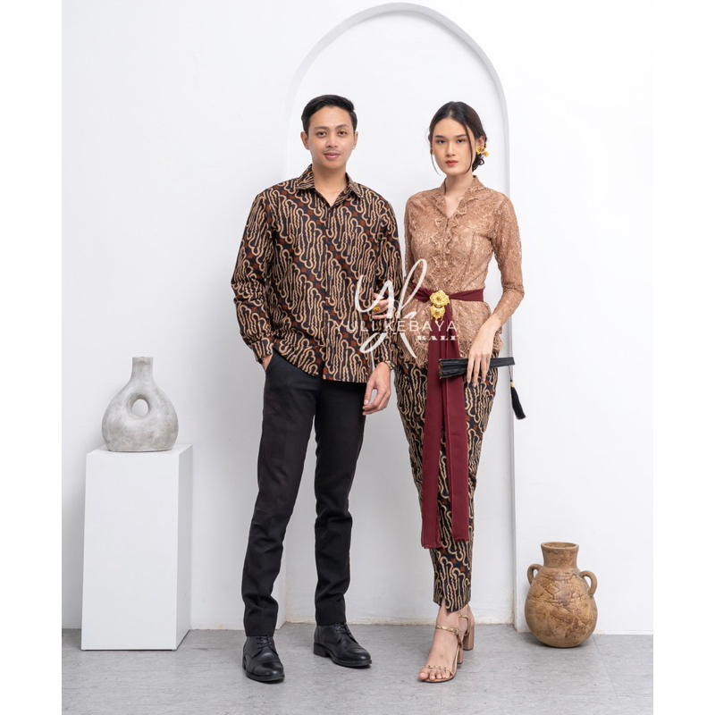 Set Kebaya Couple Kartini Glossy| Sarimbit Batik Salur