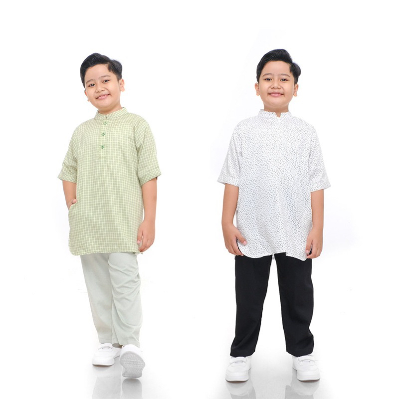 Adam (2) Setelan baju muslim koko anak Motif usia 2 3 4 5 6 7 8 9 10 tahun bahan katun model kurta