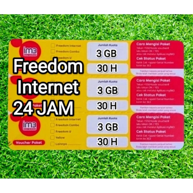 Voucher Indosat Freedom 3 GB Internet 24 Jam