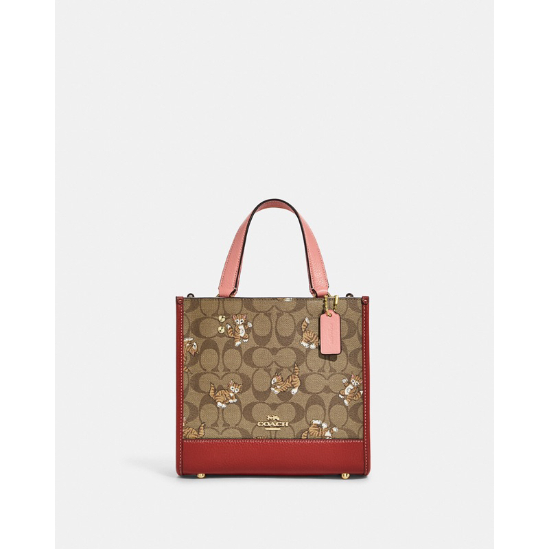 Coach Dempsey Tote 22 In Signature Canvas With Dancing Kitten Print (CC424)