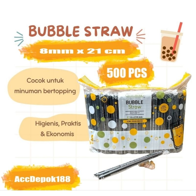 [500 pcs] Sedotan Lancip 8mm Steril / Sedotan OXO Golden Straw / SEDOTAN CAPCIN / SEDOTAN GRESS JELLY WARNA HITAM