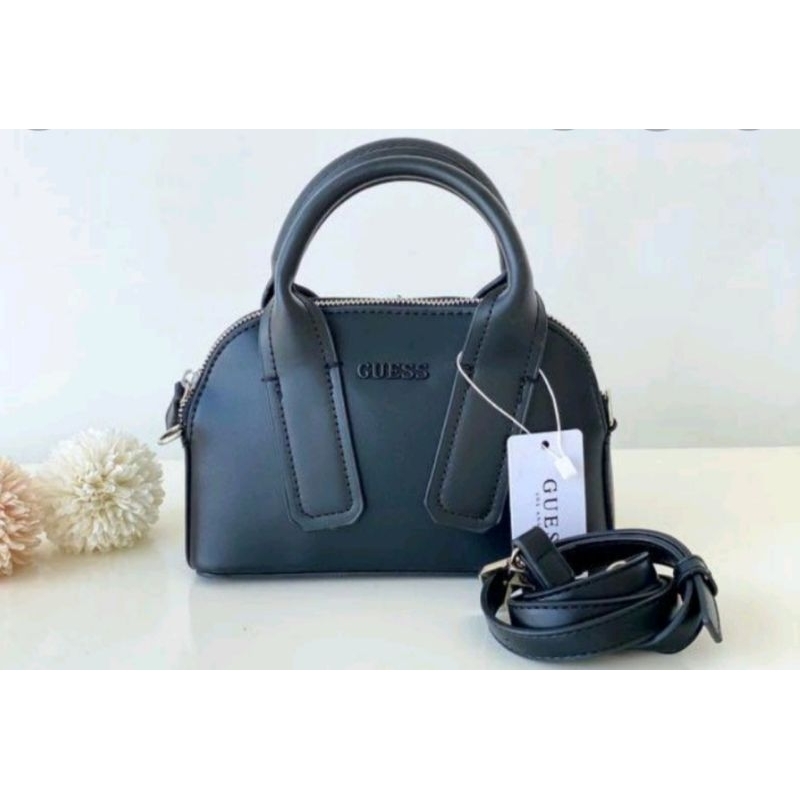 guess alma mini black n silver