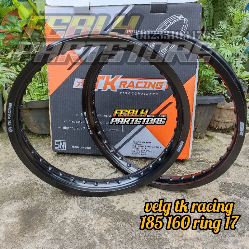 VELG TK RACING BLACK HITAM 160 185 RING 17 VELG SET DEPAN BELAKANG TK RACING RING 17 160 185 VELG TK