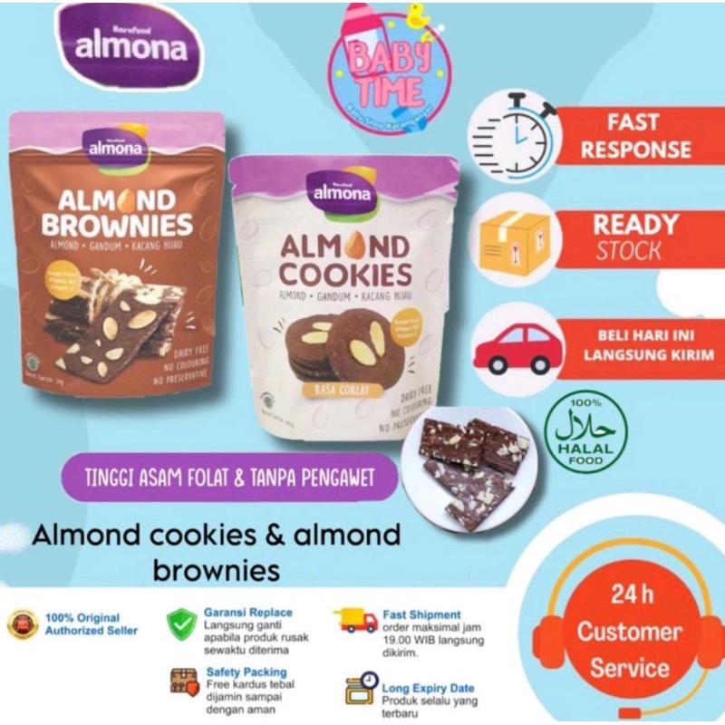 Almona Almond Brownies 50gr &amp; Almond cookies 90ml - Cemilan Sehat - Tanpa Pengawet