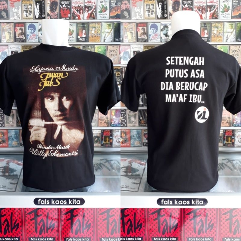 kaos album kaset iwan fals sarjana muda bahan kain katun adem halus tanpa jahitan samping built up