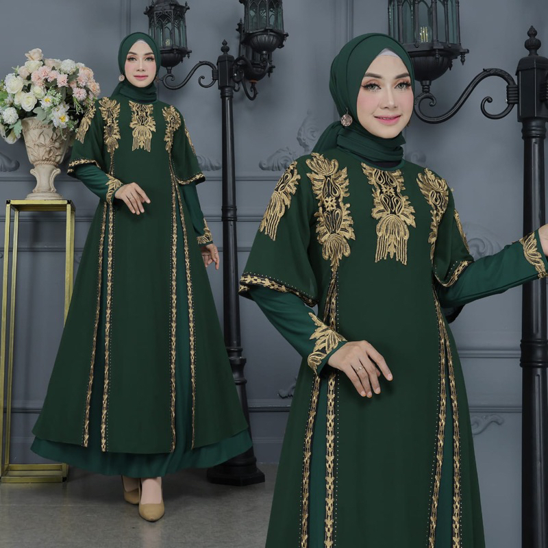 MF Store - COD - Gamis Abaya Turkey Terbaru 2023 - Baju Abaya Warna Hijau Botol - Abaya Turki Mewah 